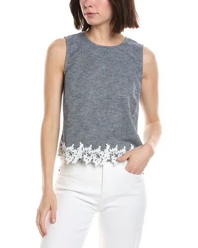 Cece Boxy Sleeveless Linen-blend Top In Blue