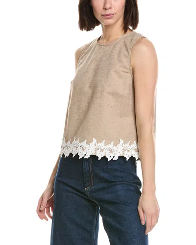 Cece Boxy Sleeveless Linen-blend Top In Burgundy