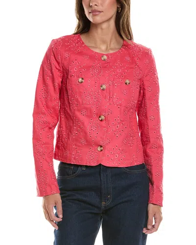 Cece Broderie Jacket In Red