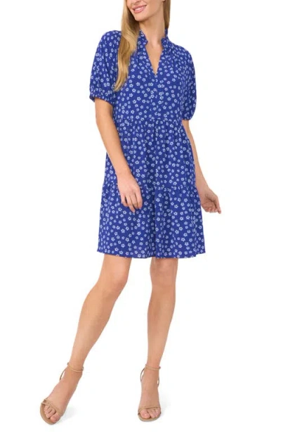 Cece Brooke Ditsy Floral Minidress In Twilight Blue