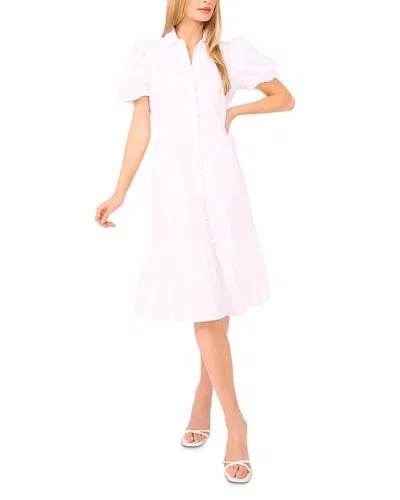 Cece Bubble Sleeve Tiered Dress In White