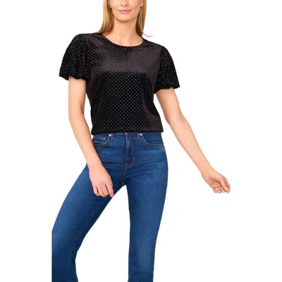 Cece Bubble Sleeve Velvet Top In Black