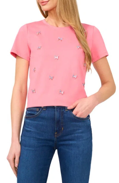 Cece Butterfly Embellished Cotton T-shirt In Confetti P