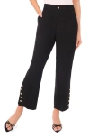 Cece Button Detail Crop Straight Leg Pants In Black