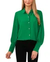 Cece Button-down Collared Tall Cuff Blouse In Green