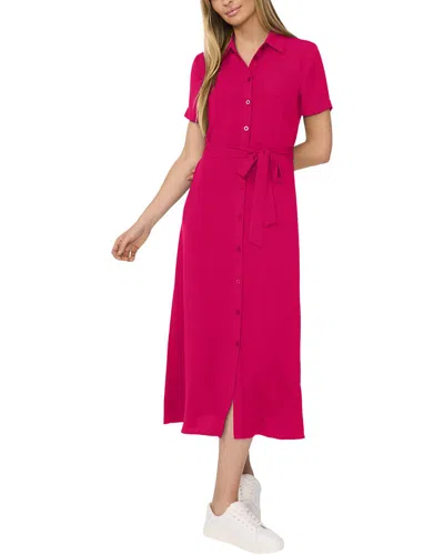 Cece Button Down Midi Shirt Dress In Pink