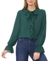 Cece Button Down Ruffle Top In Green