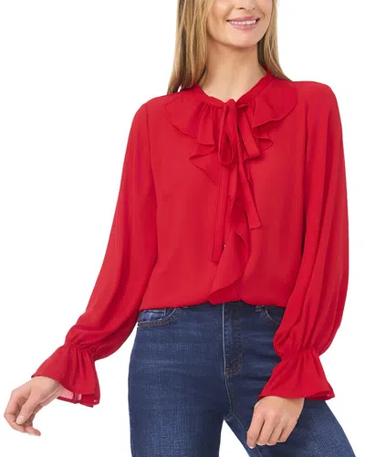CECE BUTTON DOWN RUFFLE TOP