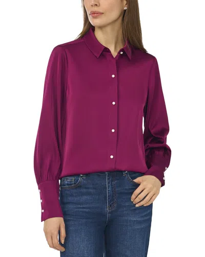Cece Button Down Top In Purple