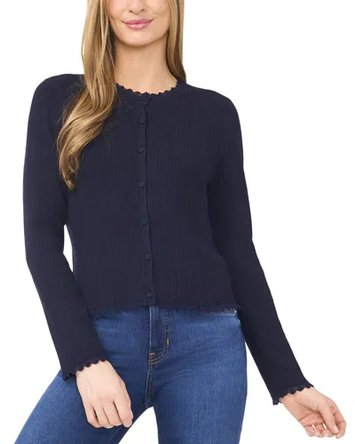Cece Button Front Cardigan In Navy