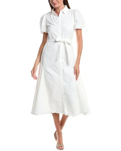 Cece Button Front Midi Shirtdress In White