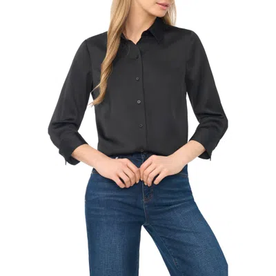 Cece Button Front Satin Shirt In Multi