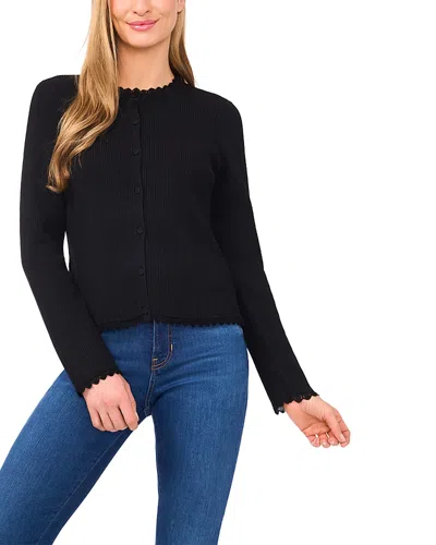 Cece Button Front Sweater In Black