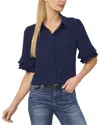 Cece Button-up Collared Blouse In Blue