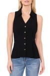 Cece Women's Sleeveless Button Down Collared Blouse In Rich Black
