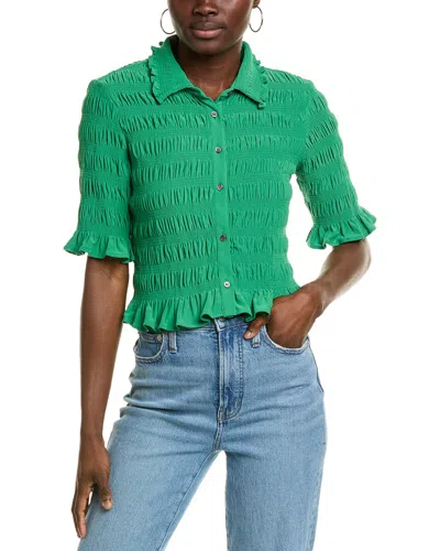 Cece Button-up Top In Green