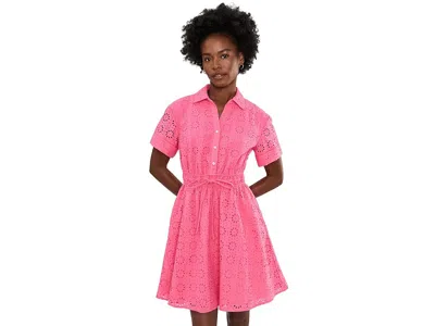 Cece Button-down Belted Lace Mini Dress Women's Dress Azalea: Xl In Pink