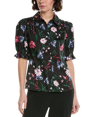 Cece Button-down Collared Top In Green