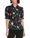 Cece Button-down Collared Top In Black