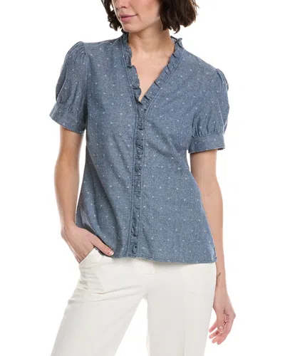 Cece Buttoned Top In Blue