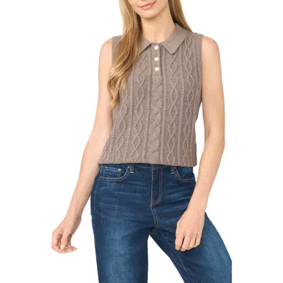 Cece Cable Collar Sweater Vest In Brown