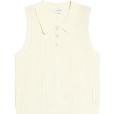 Cece Cable Collar Sweater Vest In White