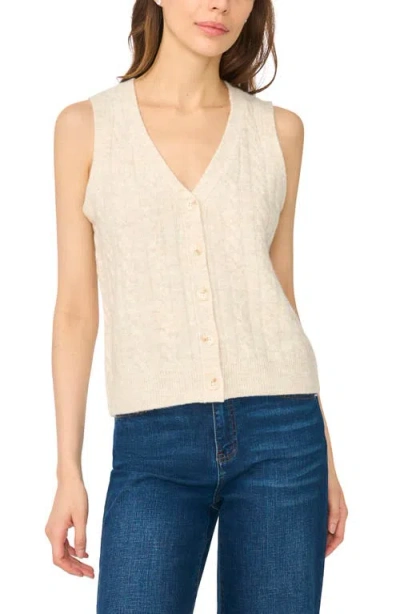 Cece Cable Knit V-neck Sweater Vest In Malted