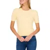 Cece Cable Stitch Short Sleeve Cotton Sweater In Yellow