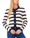 Cece Women's Striped Cardigan In Classic Navy