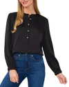 Cece Pearly Button Satin Top