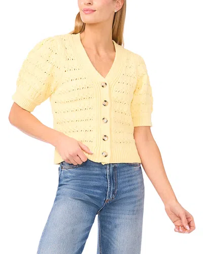 Cece Chunky Short Sleeve Cardigan Sweater In Multi