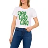 Cece Ciao Crewneck Cotton Graphic T-shirt In Ultra White