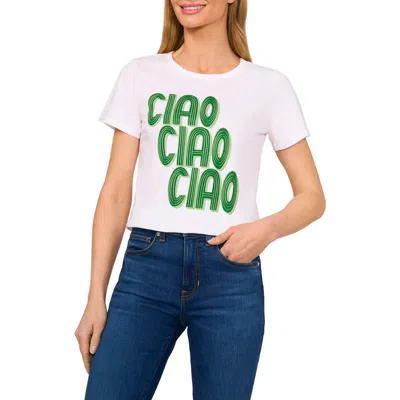 Cece Ciao Crewneck Cotton Graphic T-shirt In Ultra White