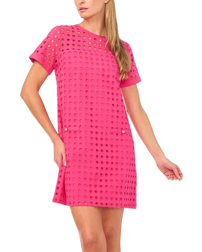 Cece Circle Eyelet Shift Dress In Pink