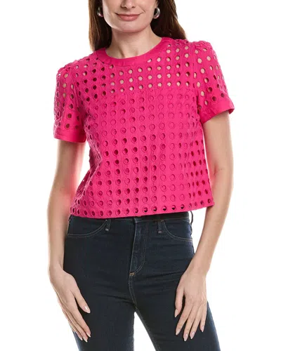 Cece Circle Eyelet Top In Pink