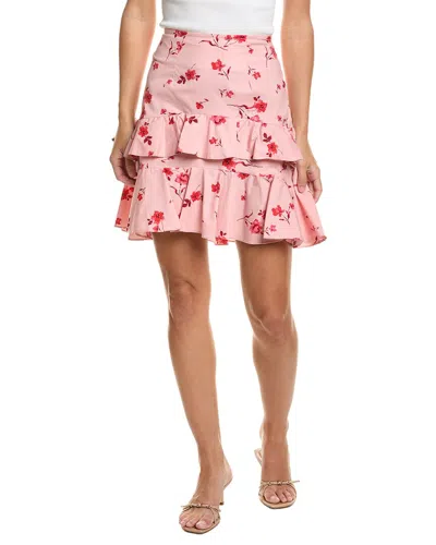 Cece Circle Flounce Tiered Mini Skirt In Pink