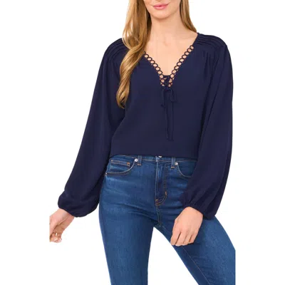 CECE CECE CIRCLE TRIM PINTUCK TOP