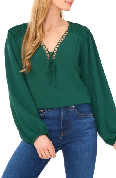CECE CECE CIRCLE TRIM PINTUCK TOP