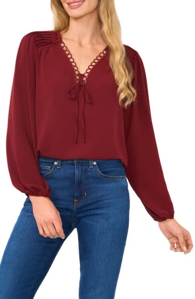 Cece Circle Trim Pintuck Top