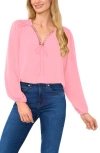 Cece Pintuck Blouson Sleeve Blouse In Confetti Pink