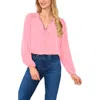 Cece Pintuck Blouson Sleeve Blouse In Pink