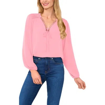 CECE CECE CIRCLE TRIM PINTUCK TOP