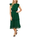 Cece Ruffled Swiss Dot Midi Dress In Alpine Green