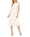 Cece Ruffled Swiss Dot Midi Dress In Soft Ecru