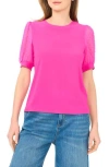 Cece Clip Dot Puff Sleeve Top In Purple