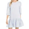 Cece Clip Dot Ruffled Dress In Blue In Blue