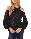 Cece Cold Shoulder Sequined Blouse In Black