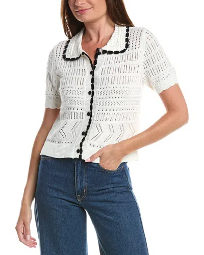 Cece Collar Cardigan In White