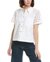 Cece Collared Button Down Swing Top In White