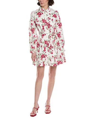 Cece Collared Button-down Ruffle Hem Mini Dress In White